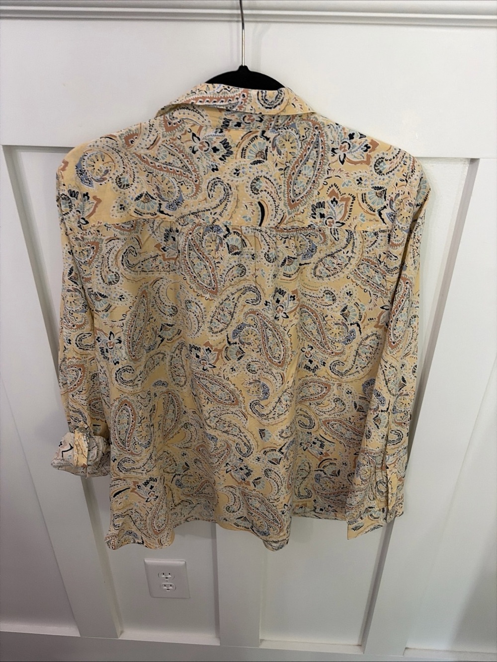 J. Jill women’s Butter Yellow Paisley Long-Sleeve pullover shirt - Picture 7 of 11